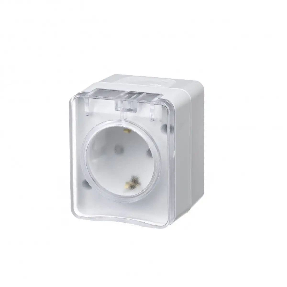 ATLASDESIGN PROFI IP54 О/У РОЗЕТКА с заземлением со шторками, 16А, БЕЛЫЙ - фото, цена в Минске