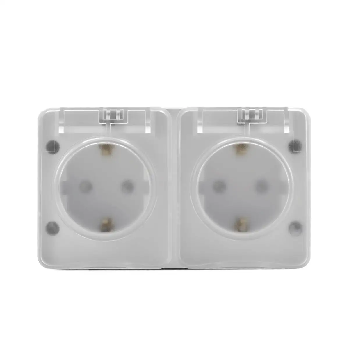 ATLASDESIGN PROFI IP54 О/У РОЗЕТКА двойная с заземлением со шторками, 16А, БЕЛЫЙ - фото, цена в Минске