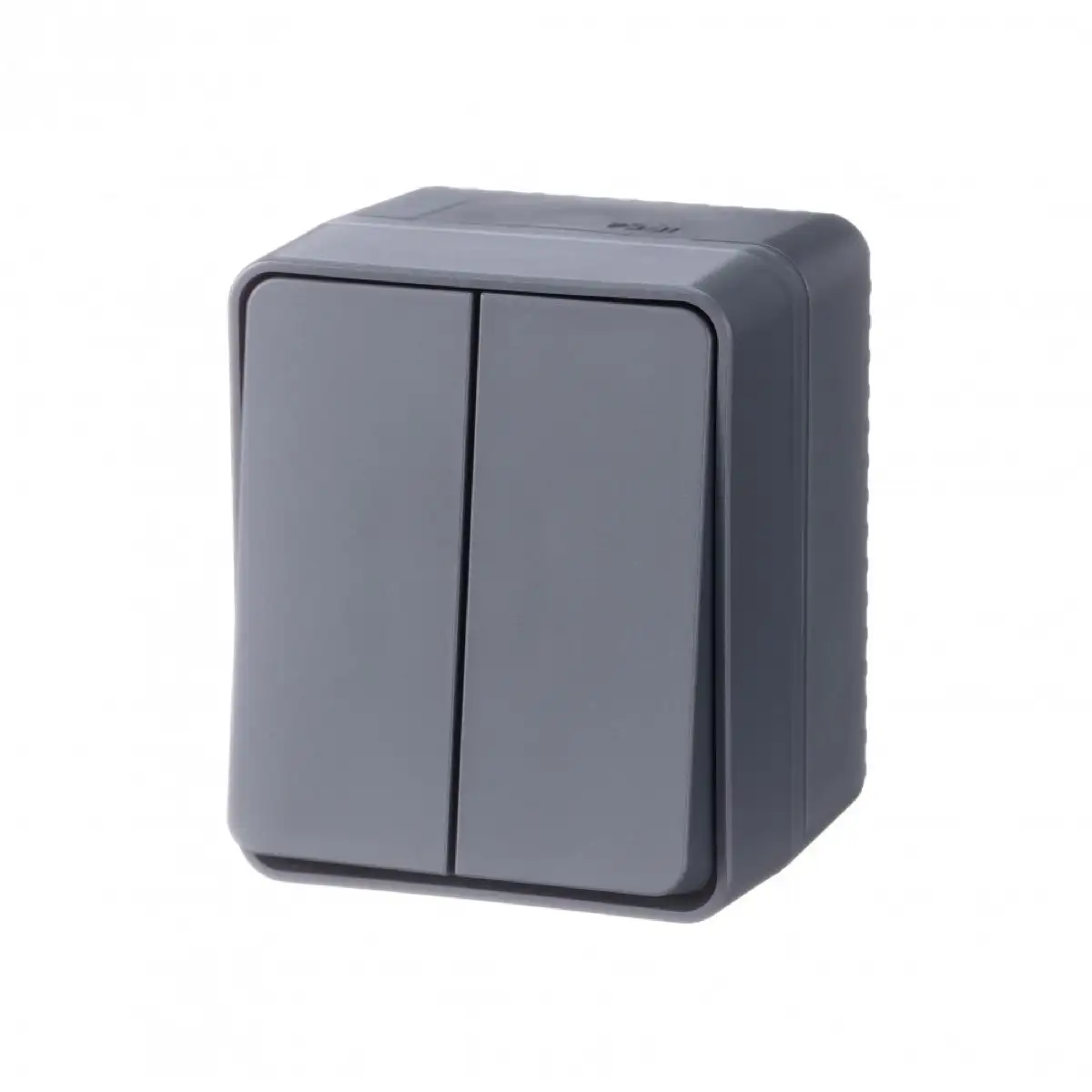 ATLASDESIGN PROFI IP54 О/У 2-клавишный ВЫКЛЮЧАТЕЛЬ, сх.5, 10АХ, АНТРАЦИТ - фото, цена в Минске