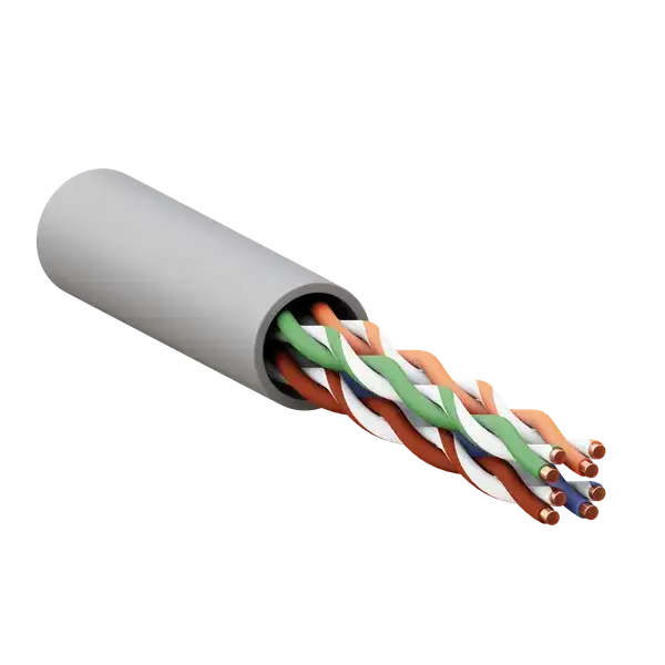 TRC-5EUTP-04PVC-GY-IN3, Кабель витая пара TERACOM Cat.5E U/UTP 4 пары solid оболочка PVC цвет серый