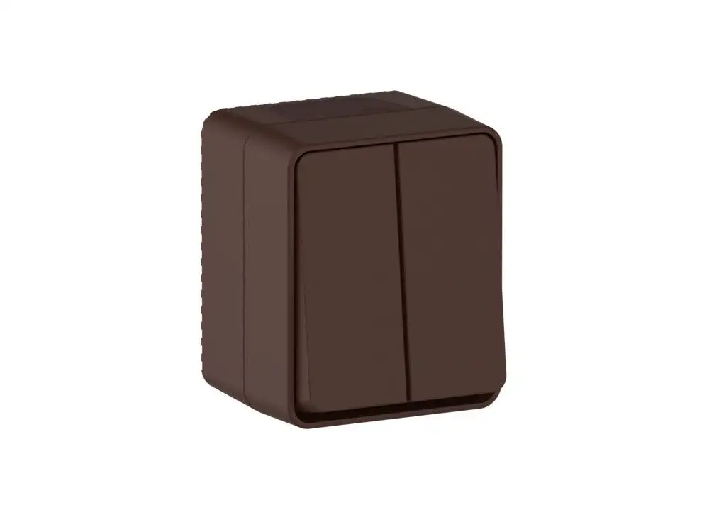 ATN546051 AtlasDesign PROFI IP54 О/У 2-клавишный ВЫКЛЮЧАТЕЛЬ 10 АХ, КОРИЧНЕВЫЙ - фото, цена в Минске