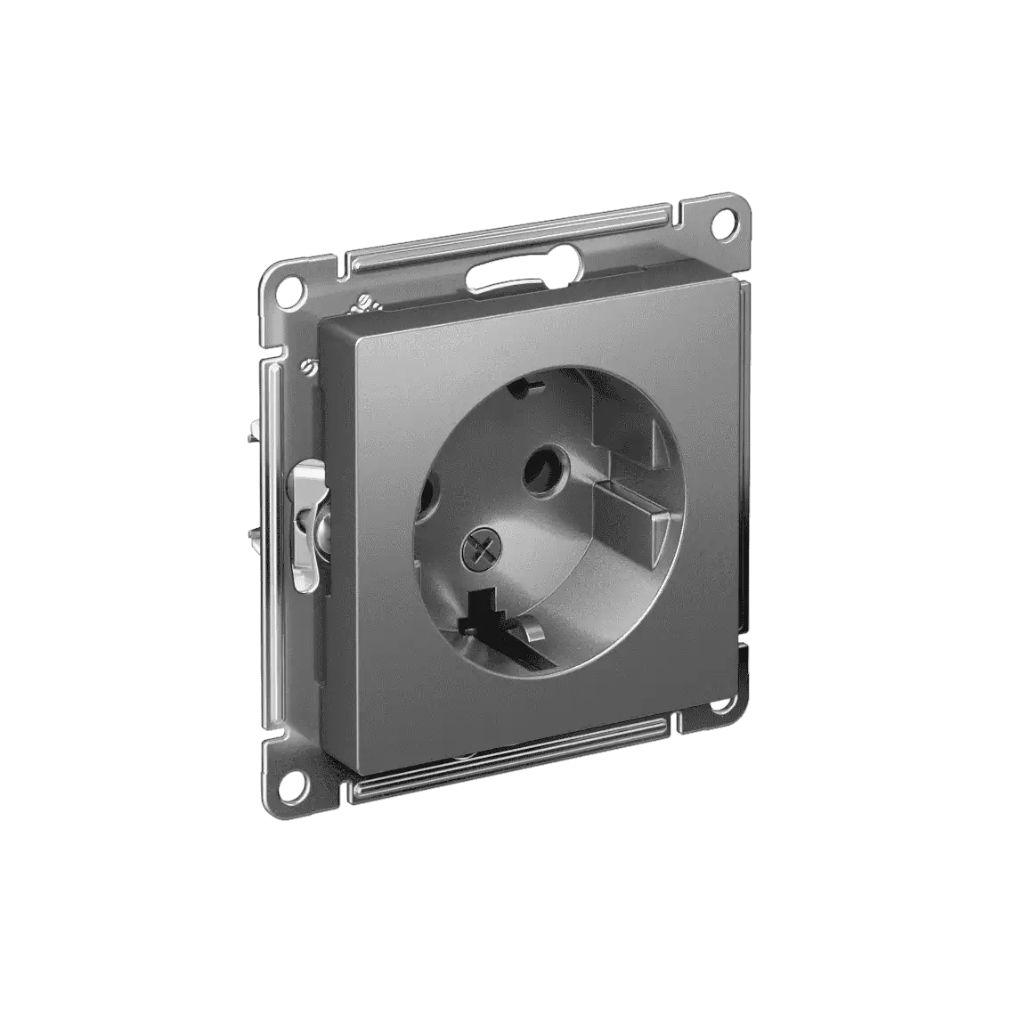 ATLASDESIGN РОЗЕТКА с заземлением без шторок, 16А, механизм, СТАЛЬ
