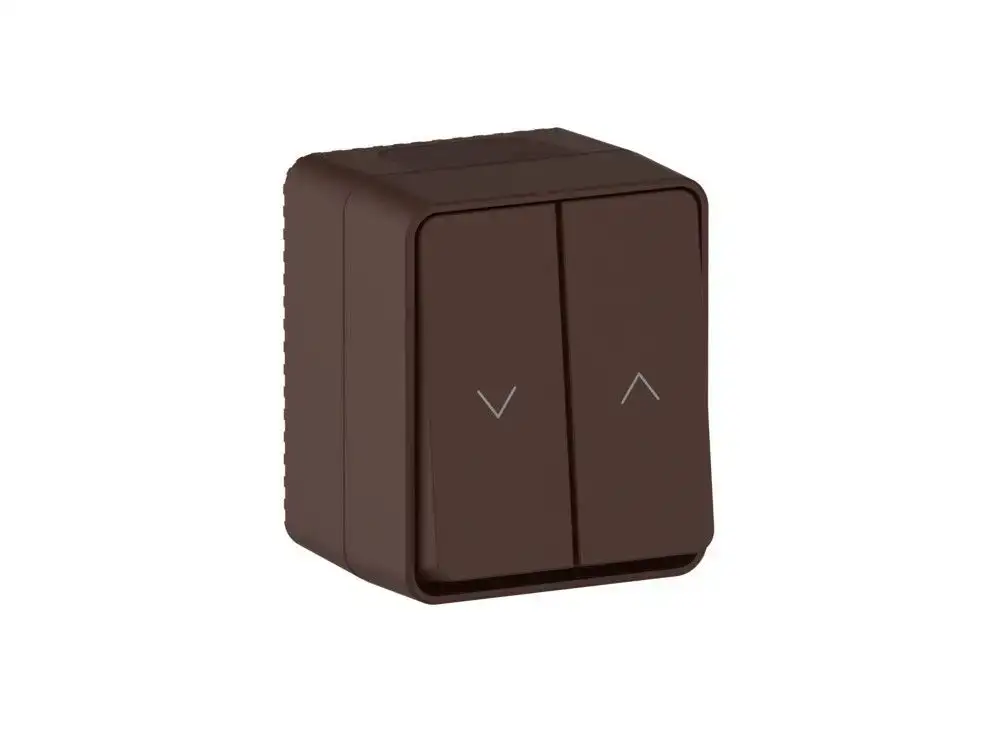 ATN546019 AtlasDesign PROFI IP54 2-клавишный ВЫКЛЮЧАТЕЛЬ ДЛЯ ЖАЛЮЗИ, 2хсх.4, КОРИЧНЕВЫЙ - фото, цена в Минске