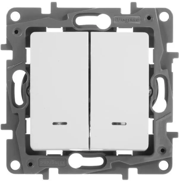 Etika - Переключатель на 2 направления двухклавишный с подсветкой (белый)