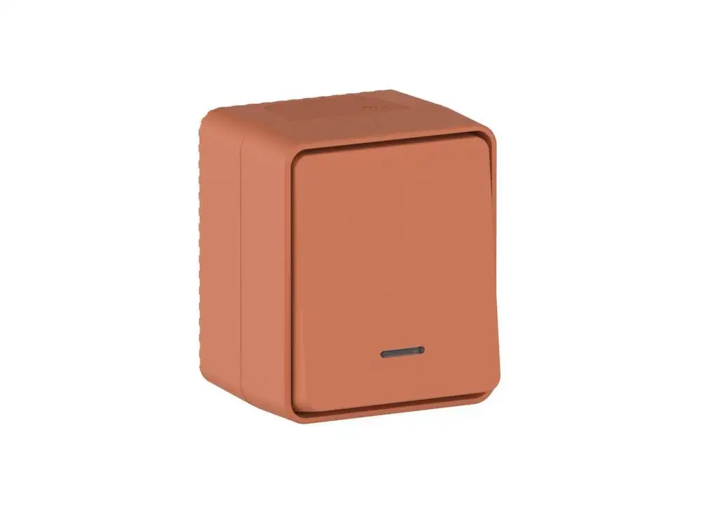 ATN547013 AtlasDesign PROFI IP54 О/У 1-клавишный ВЫКЛЮЧАТЕЛЬ с подсветкой 10 АХ, ТЕРРАКОТОВЫЙ - фото, цена в Минске