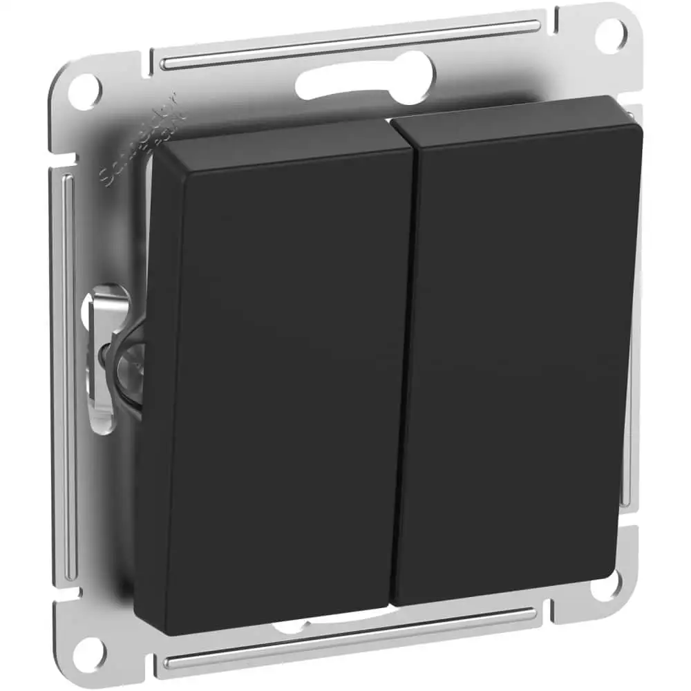 ATLASDESIGN AQUA 2-клавишный ВЫКЛЮЧАТЕЛЬ, IP44, сх.5, 10АХ, механизм, КАРБОН - фото, цена в Минске