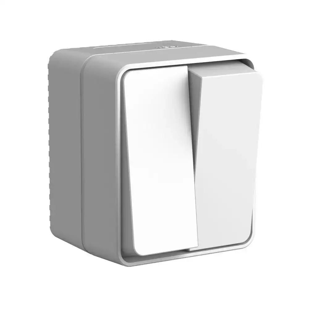 ATN543051 AtlasDesign PROFI IP54 О/У 2-клавишный ВЫКЛЮЧАТЕЛЬ 10 АХ, СЕРЫЙ - фото, цена в Минске