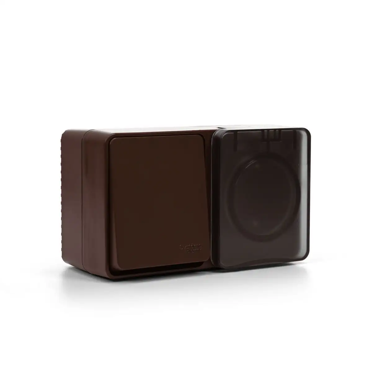 ATN546070 AtlasDesign PROFI IP54 О/У БЛОК: РОЗ. з/к со шт. 16А, ВЫКЛ.1-клав.10А, КОРИЧНЕВЫЙ - фото, цена в Минске