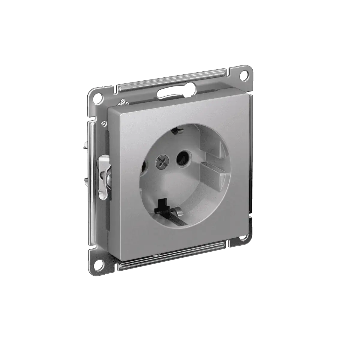 ATLASDESIGN РОЗЕТКА с заземлением без шторок, 16А, мех., быстрозажим. клем., АЛЮМИНИЙ