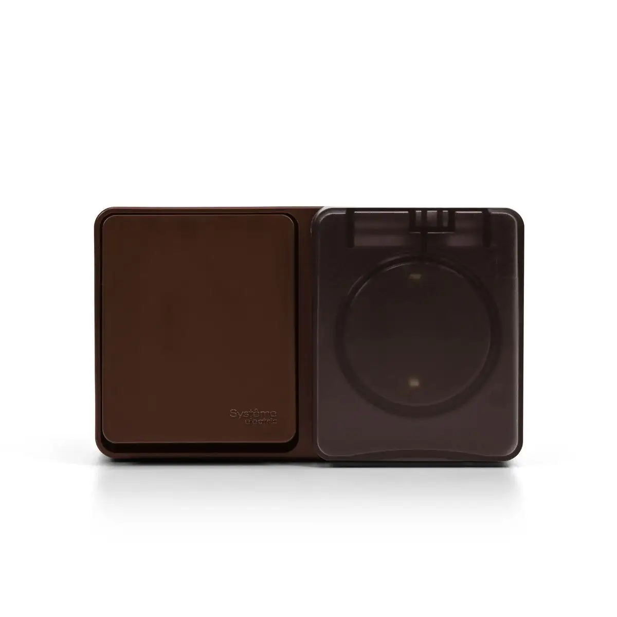 ATN546070 AtlasDesign PROFI IP54 О/У БЛОК: РОЗ. з/к со шт. 16А, ВЫКЛ.1-клав.10А, КОРИЧНЕВЫЙ - фото, цена в Минске
