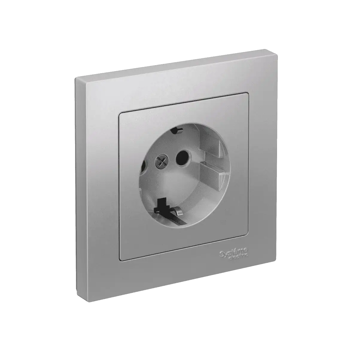 ATLASDESIGN РОЗЕТКА с заземлением со шторками, 16А, в сборе, быстрозажим. клем., АЛЮМИНИЙ