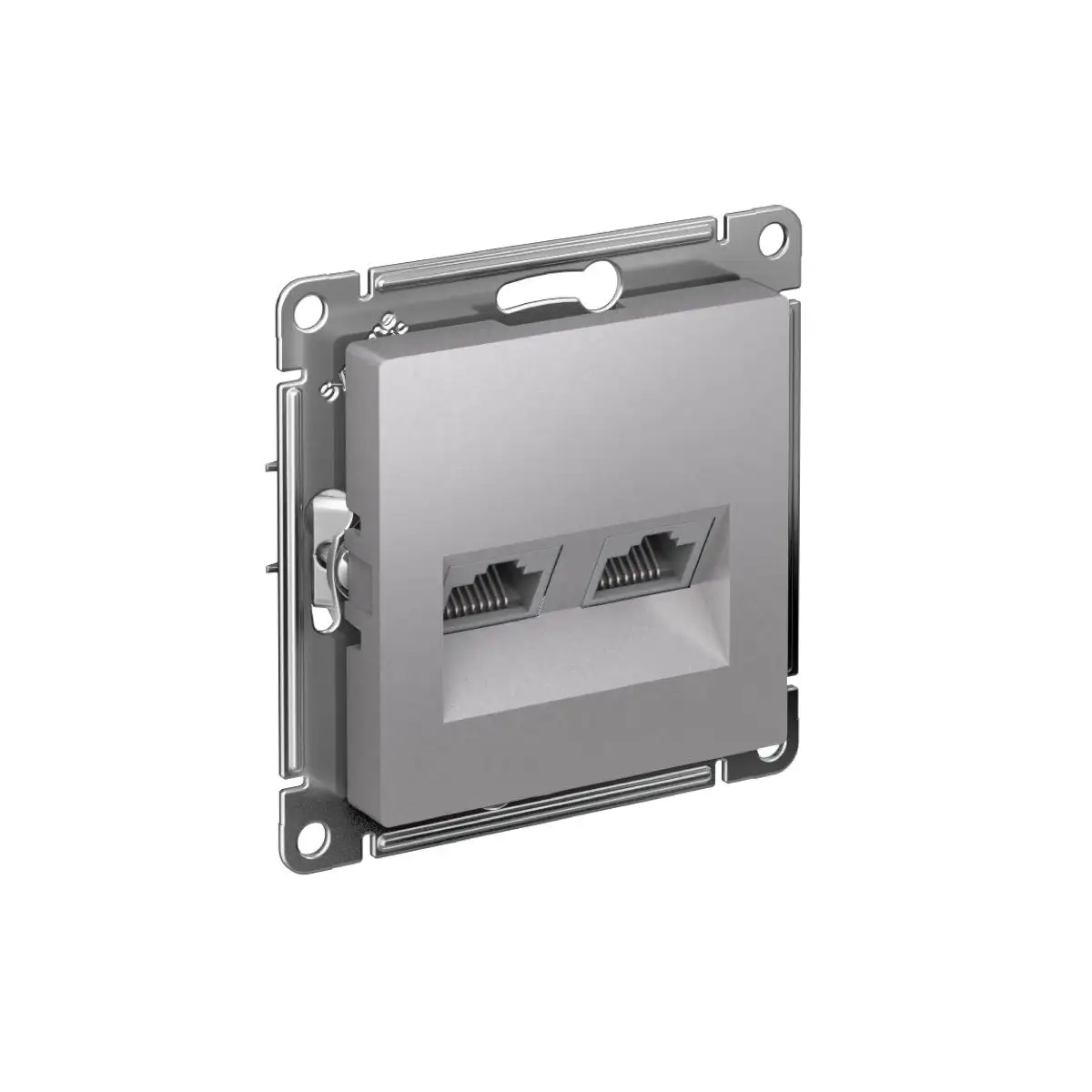 ATLASDESIGN РОЗЕТКА двойная компьютерная RJ45+RJ45 кат. 5e, механизм, АЛЮМИНИЙ - фото, цена в Минске