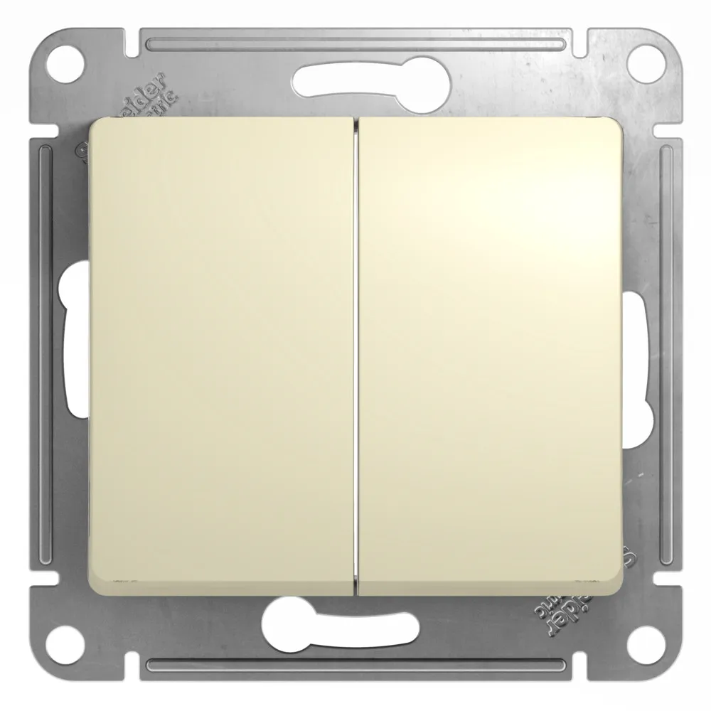 GSL000251 GLOSSA 2-клавишный ВЫКЛЮЧАТЕЛЬ, сх.5, 10АХ, механизм, БЕЖЕВЫЙ (MS)