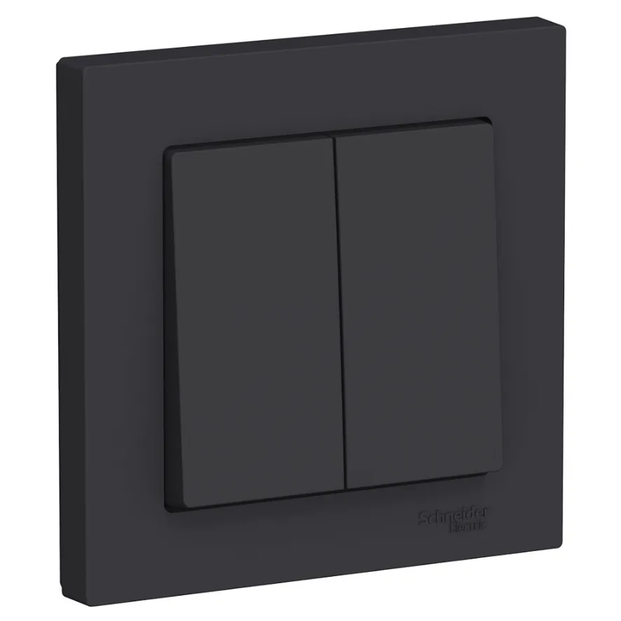 ATLASDESIGN 2-клавишный ВЫКЛЮЧАТЕЛЬ, сх.5, 10АХ, в сборе, КАРБОН