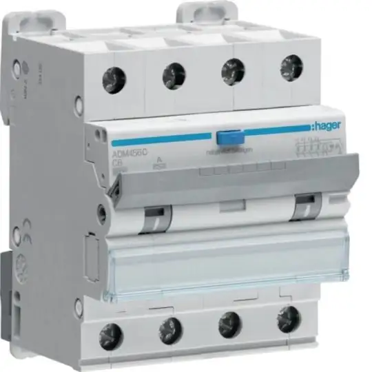 Дифавтомат HAGER ADM456C 4P 6kA C 6A/30mA Tип A