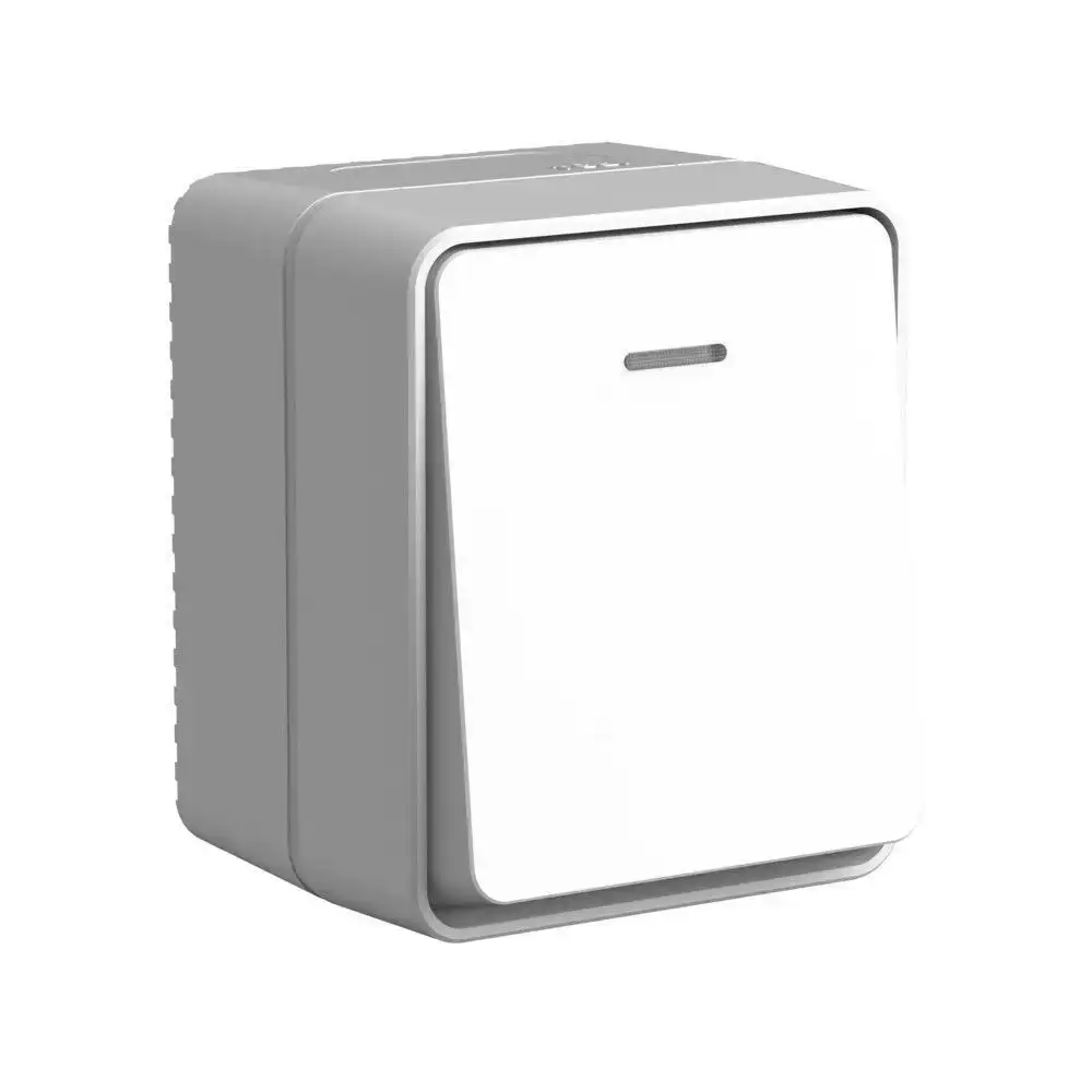 ATN543013 AtlasDesign PROFI IP54 О/У 1-клавишный ВЫКЛЮЧАТЕЛЬ с подсветкой 10 АХ, СЕРЫЙ - фото, цена в Минске