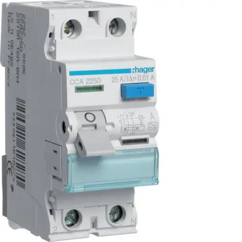 Устройство защитного отключения (УЗО) HAGER CCA225D 1P+N 25A 10mA 6kA A