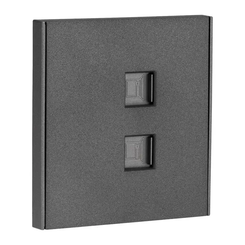 Розетка STRONG компьютерная двойная RJ45+RJ45 кат6 с/у графит KRANZ - фото, цена в Минске