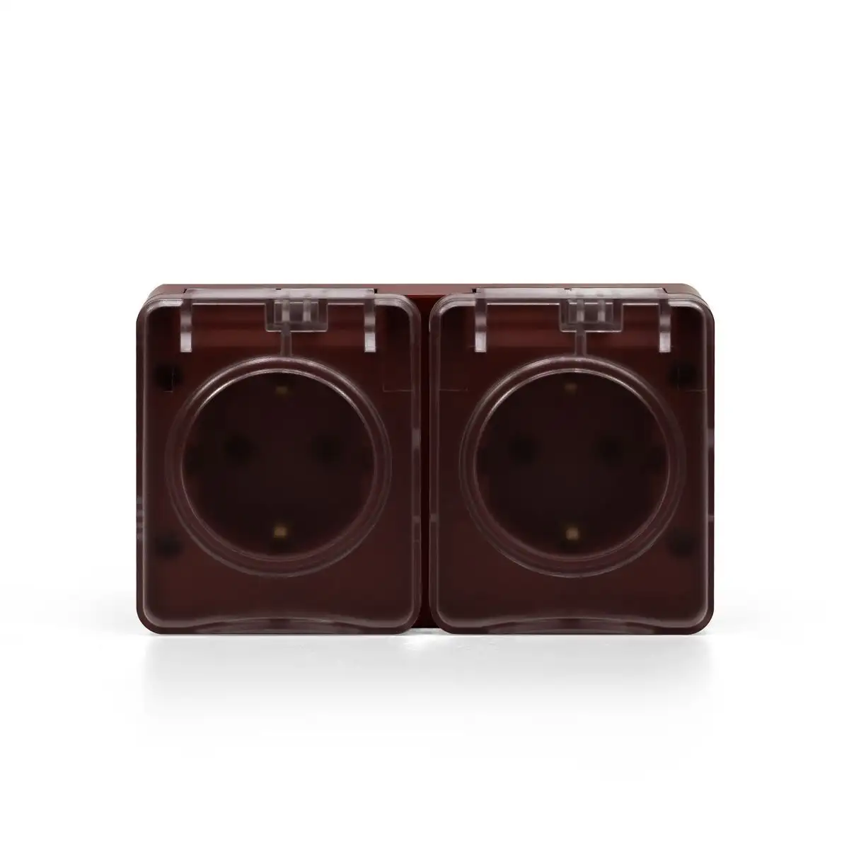 ATN546026 AtlasDesign PROFI IP54 О/У РОЗЕТКА двойная с з/к со шторками 16А, КОРИЧНЕВЫЙ - фото, цена в Минске