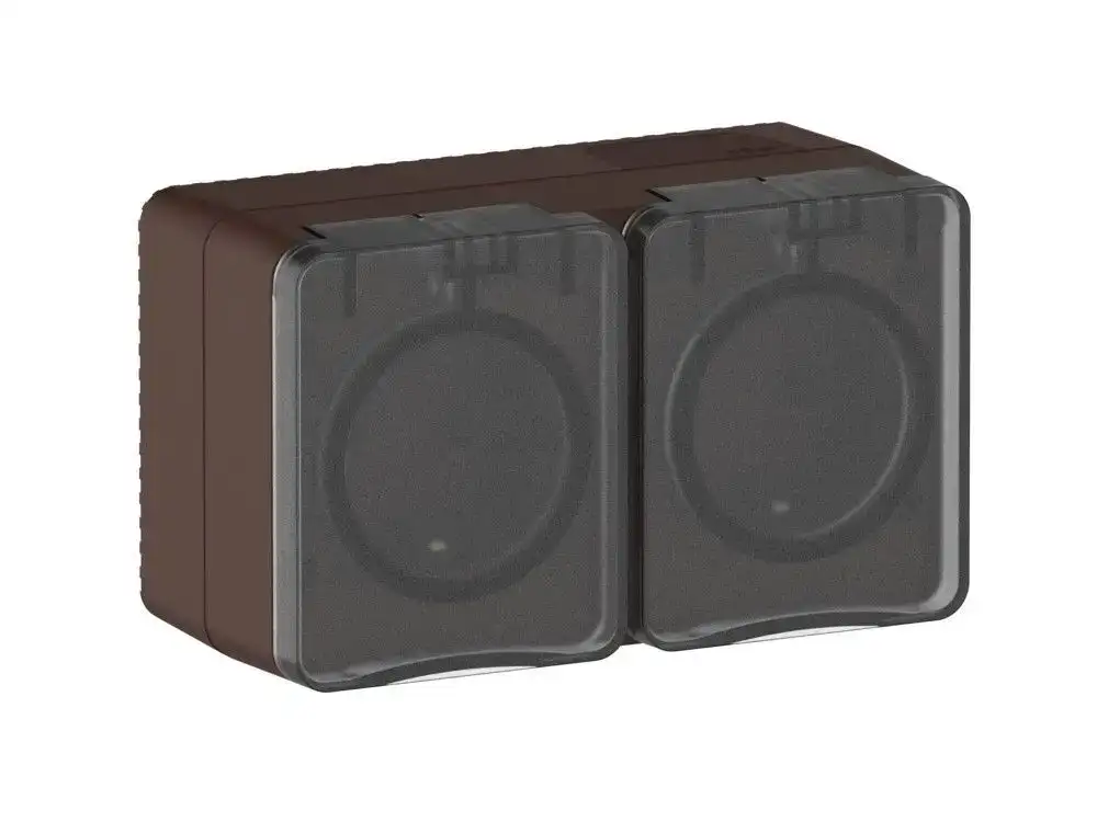 ATN546026 AtlasDesign PROFI IP54 О/У РОЗЕТКА двойная с з/к со шторками 16А, КОРИЧНЕВЫЙ - фото, цена в Минске