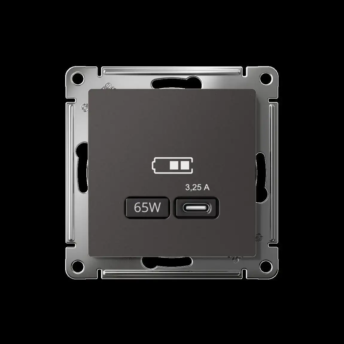 ATN001427 ATLASDESIGN USB РОЗЕТКА тип-С 65Вт высокоскор.заряд. QC, PD, механизм, БАЗАЛЬТ - фото, цена в Минске