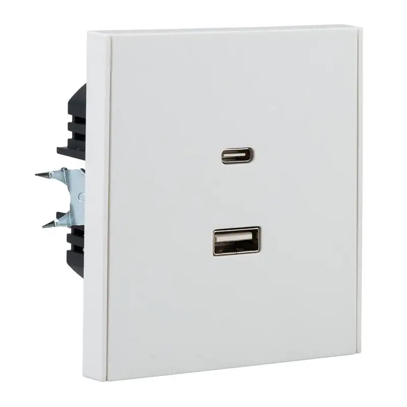 Розетка STRONG USB-A+Type-C 3А с функцией быстрой зарядки жемчуг KRANZ - фото, цена в Минске