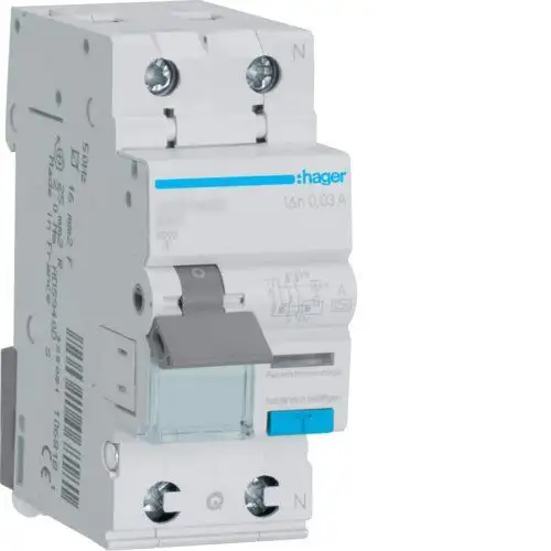 Дифференциальный автоматический выключатель HAGER ADA975D 1P+N 6kA B 25A/30mA Tип A