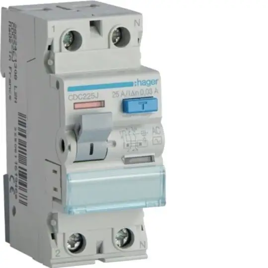 Устройство защитного отключения (УЗО) HAGER CDC225J 1P+N 25A 30mA 6kA AC