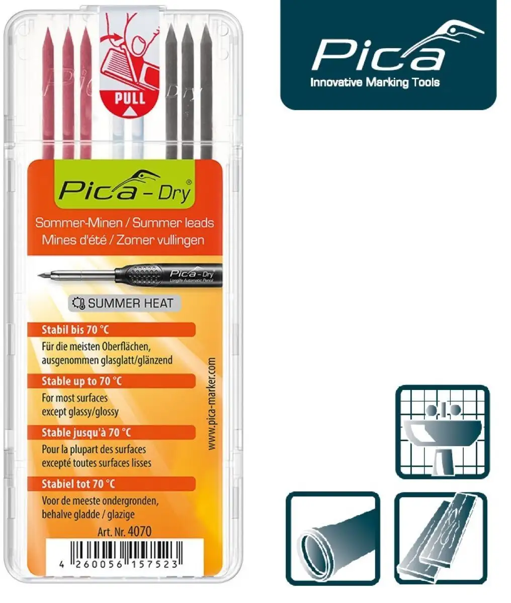 Набор грифелей-стержней Pica DRY Summer leads (красные, белые)