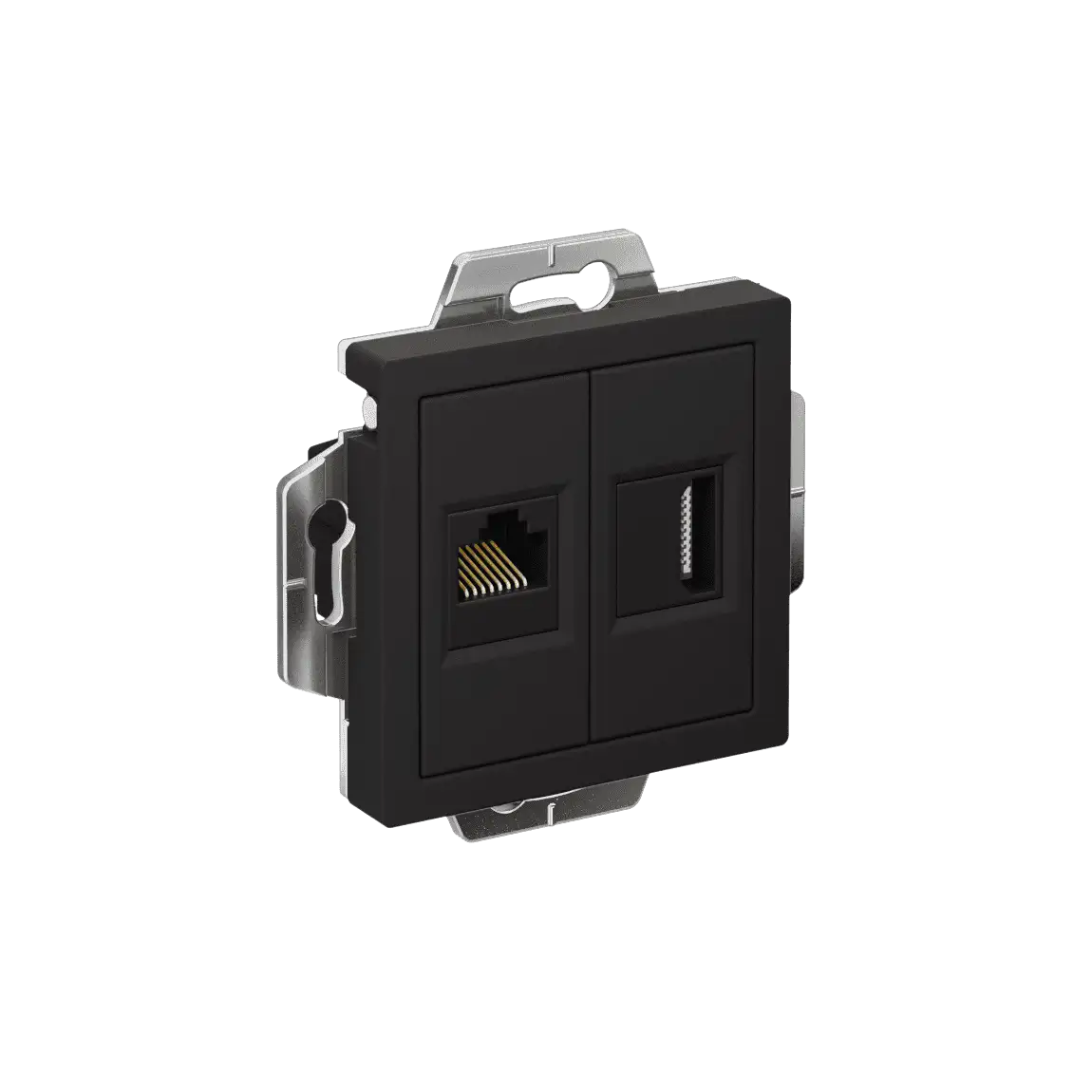 ATLASDESIGN РОЗЕТКА двойная HDMI+RJ45, кат. 5е, механизм, КАРБОН - фото, цена в Минске