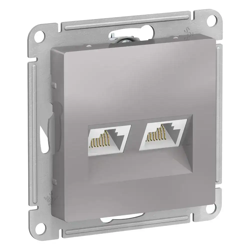 ATLASDESIGN РОЗЕТКА двойная компьютерная RJ45+RJ45 кат. 5e, механизм, АЛЮМИНИЙ - фото, цена в Минске