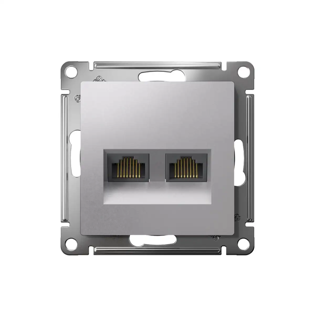 ATLASDESIGN РОЗЕТКА двойная компьютерная RJ45+RJ45 кат. 5e, механизм, АЛЮМИНИЙ - фото, цена в Минске