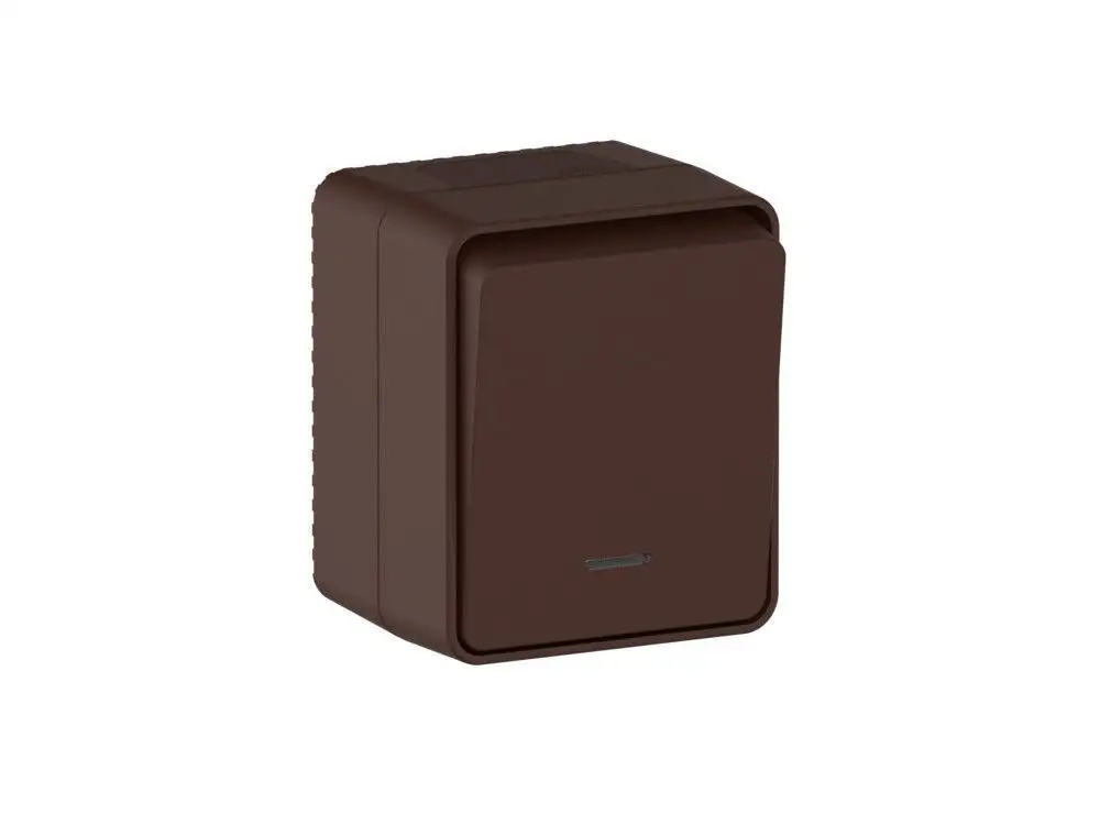 ATN546013 AtlasDesign PROFI IP54 О/У 1-клавишный ВЫКЛЮЧАТЕЛЬ с подсветкой 10 АХ, КОРИЧНЕВЫЙ - фото, цена в Минске