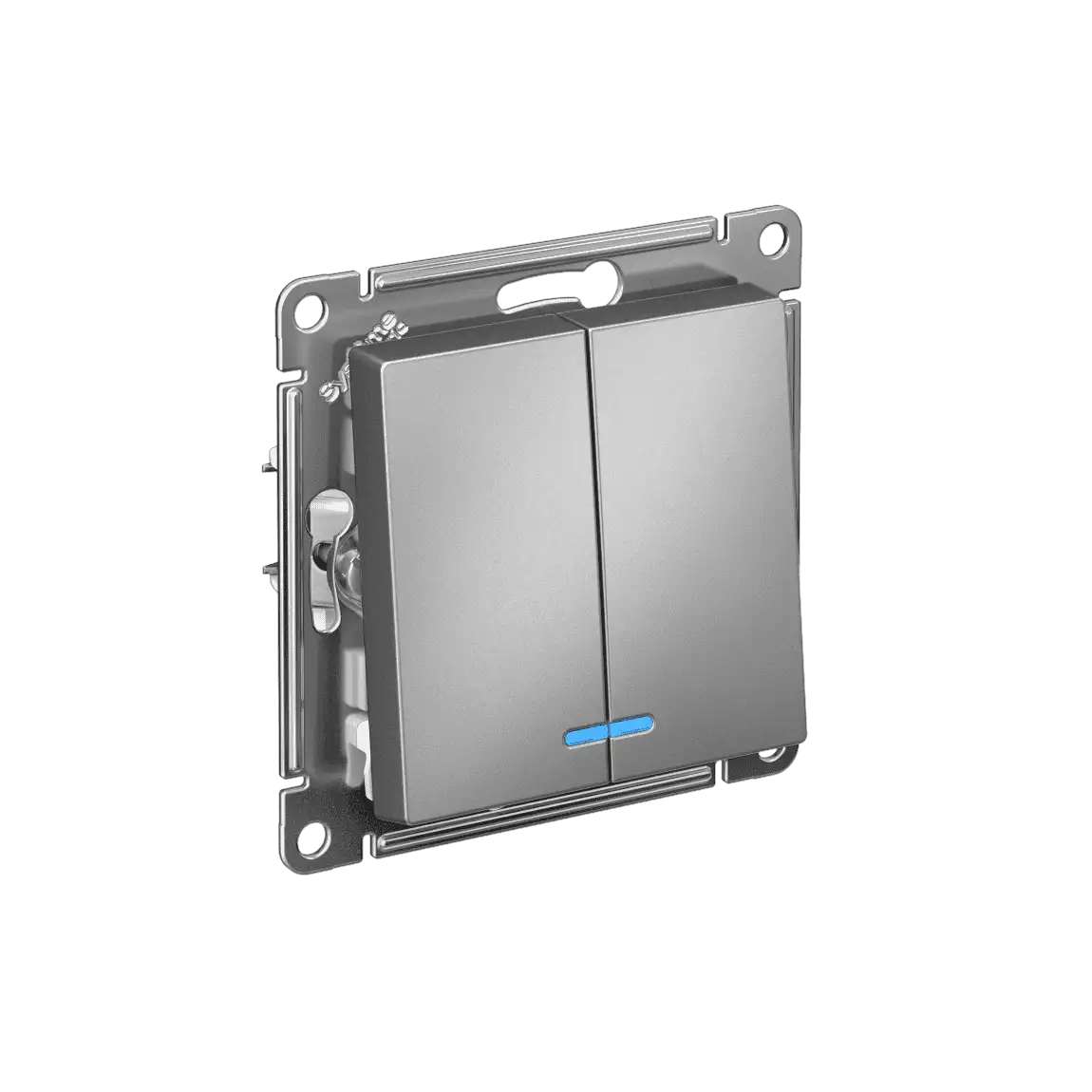 ATLASDESIGN 2-клавишный ВЫКЛЮЧАТЕЛЬ с подсветкой, сх.5а, 10АХ, механизм, СТАЛЬ