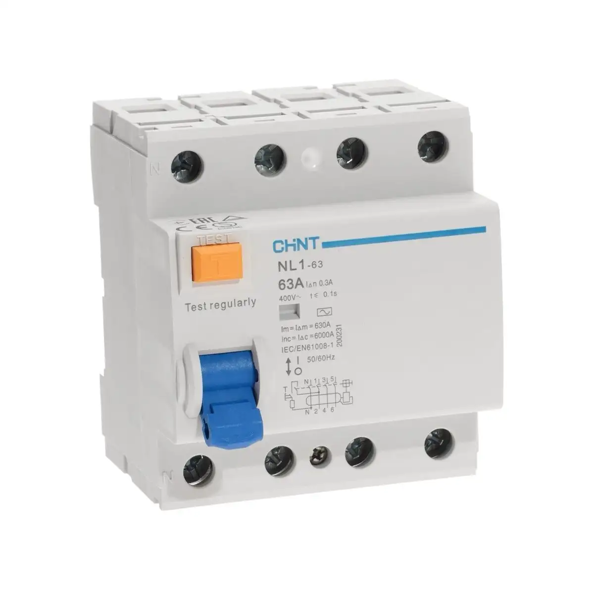 ВДТ (УЗО) NL1-63 4P 63А 300мА 6кА тип AC (DB) (R)