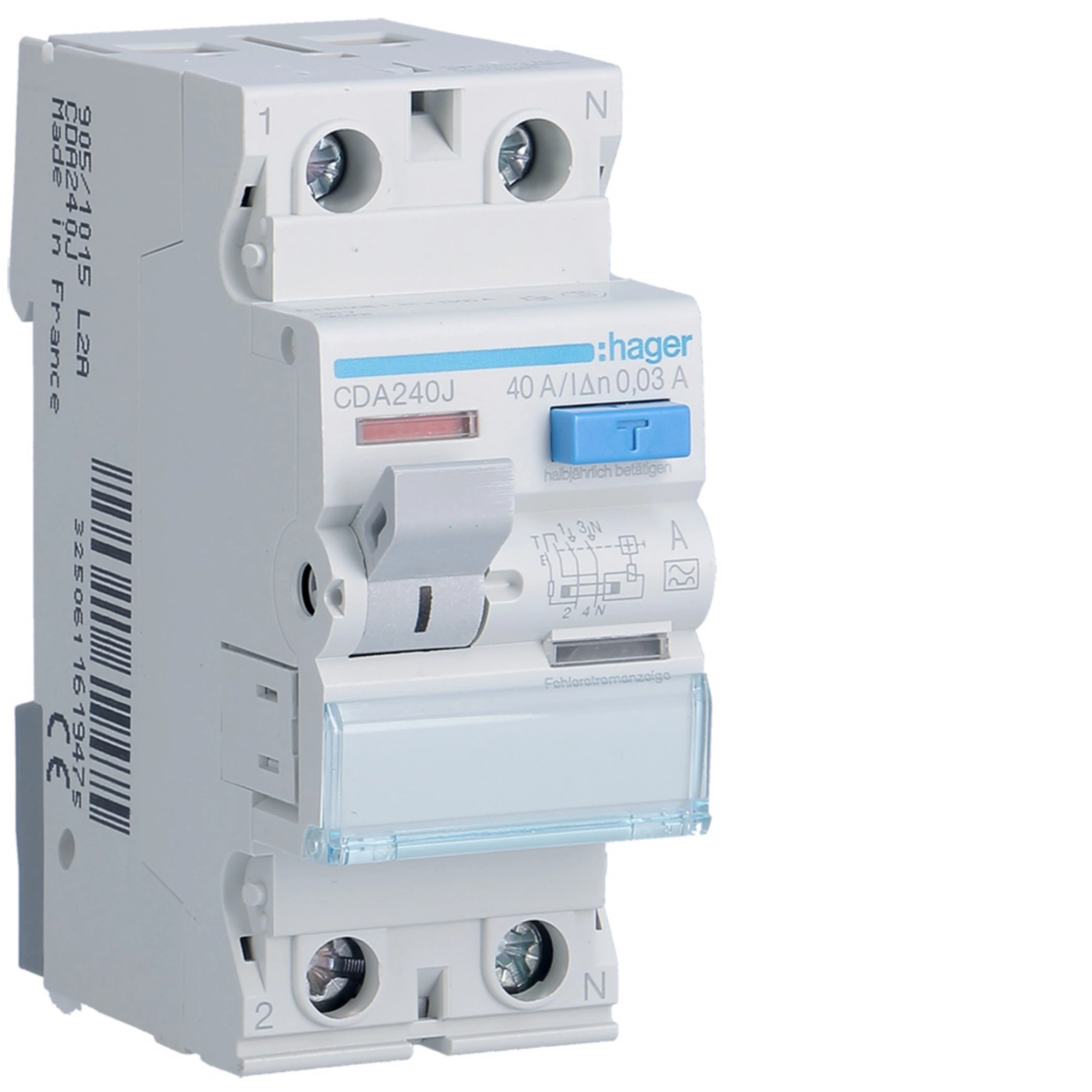 Устройство защитного отключения (УЗО) HAGER CDA240J 1P+N 40A 30mA 6kA A